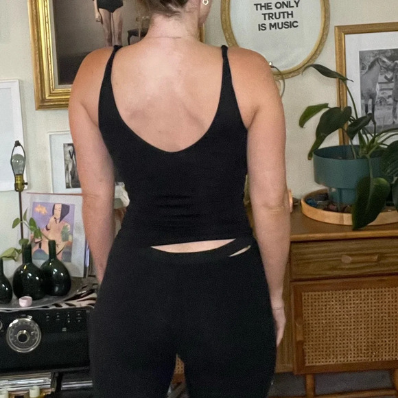 Half mesh black cotton high rise leggings Sz medium/large - Picture 4 of 8